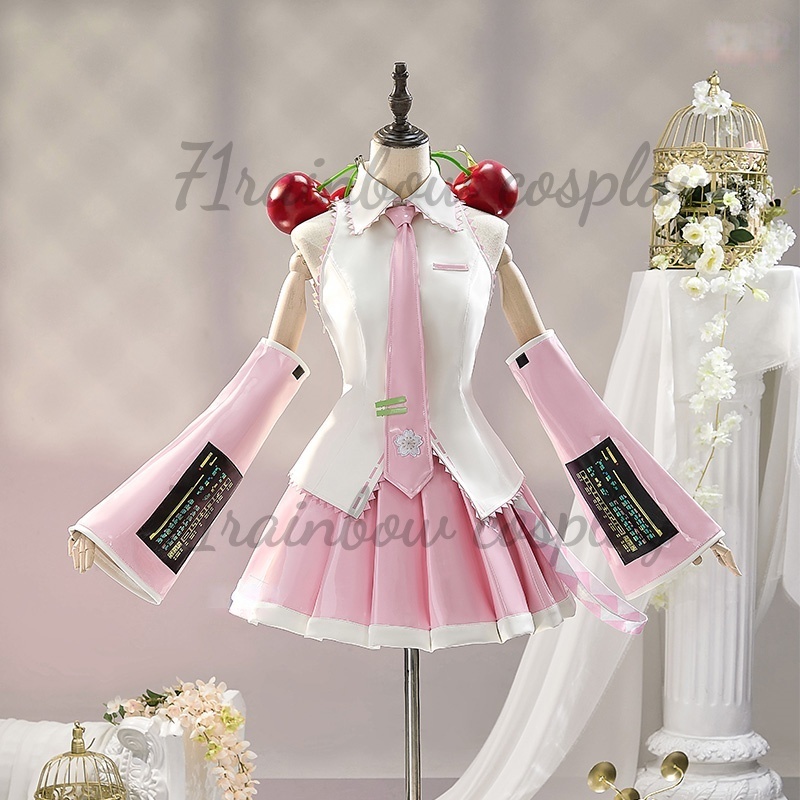 Anime Cosplay Easy - ชุดคอสเพลย์ซากุระ มิคุ ชุดยูนิฟอร์มมิคุ ชุดเดรสสไตล์ JK ชุดอนิเมะมิคุ