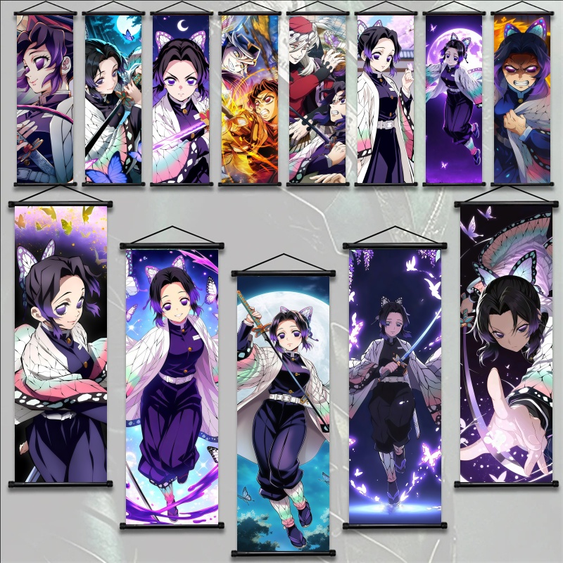 Anime Cosplay Props - ผ้าแขวนลายศิลปะนักฆ่าอสูร ชิโนบุ โคโช ของตกแต่งผนังลายอนิเมะ ของขวัญสำหรับแฟนๆ ตกแต่งห้องนอนและบ้าน