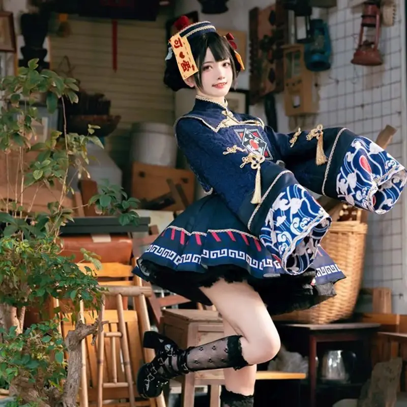 Anime Cosplay In Chinese - Lolita สไตล์จีนหวานชุดน่ารักอะนิเมะสาวผีดิบคอสเพลย์การ์ตูนจีนแวมไพร์เสื้อผ้าผู้หญิงฮาโลวีน Party Prom ชุด