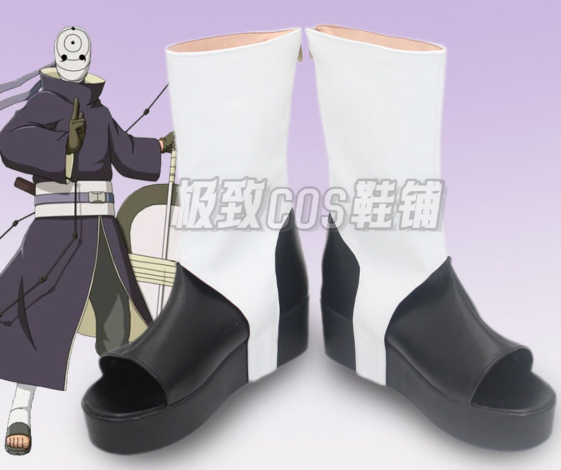 Anime Cosplay Obito - อุจิวะ โอบิโตะคอสเพลย์รองเท้าอะนิเมะอุปกรณ์ประกอบฉากปาร์ตี้ฮาโลวีนรองเท้าหนัง PU