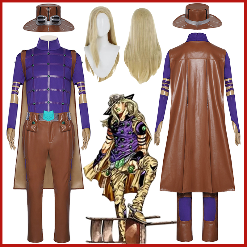 Cosplay Anime Jojo - อะนิเมะการผจญภัยที่แปลกประหลาด จูเลียส ซีซาร์ เซปเปลลีคอสเพลย์เครื่องแต่งกายสตีลบอลรัน ไจโร เซปเปลลี