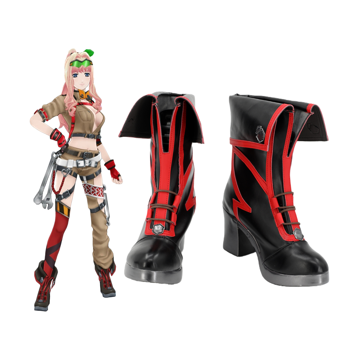 Anime Cosplay Nome - มาโครส เอฟ เชอริล โนเมะคอสเพลย์รองเท้ารองเท้าส้นสูงรองเท้าบู๊ทส์ทำเอง