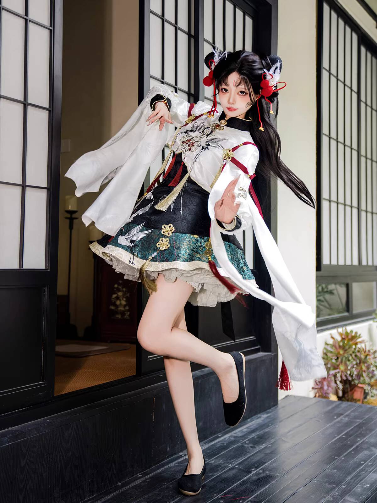ชุดฮั่นฝูสไตล์จีน ลายเครน  ชุด - Anime Cosplay Lolita บทวิจารณ์และราคา