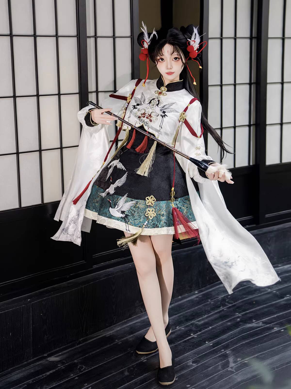 ชุดฮั่นฝูสไตล์จีน ลายเครน  ชุด - Anime Cosplay Lolita บทวิจารณ์และราคา